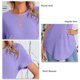 thumbnail image 5 of Camiseta de verano elegante informal de color liso con botones en la parte posterior de manga corta con dobladillo curvado para mujer, 5 of 6