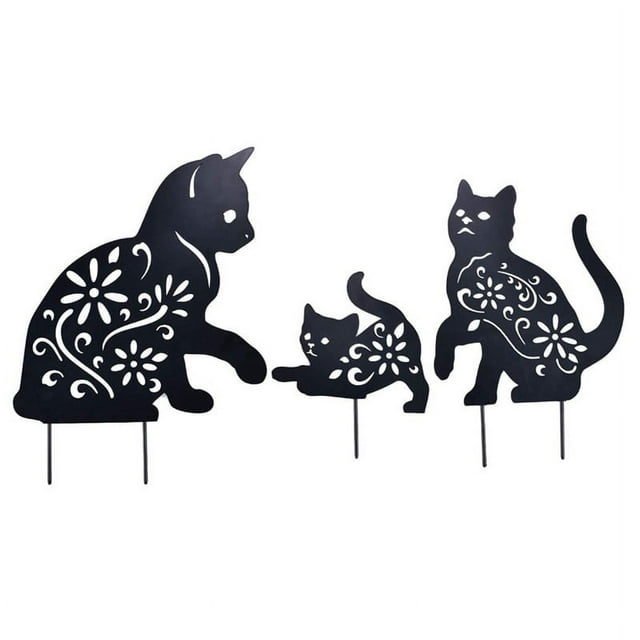 Estaca de Metal para gato, estacas decorativas para jardín, silueta de gato negro, estatuas de jardín para patio, césped al aire libre, decoración de jardín