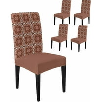 Dining Chair Covers Set of 4,Abstract Boho Brown Flower Universal Stretch Kitchen Seat Covers Parsons Chair Protector Slipcover for Home Restaurant Party Decor,Rustic Farmhouse Aesthetics