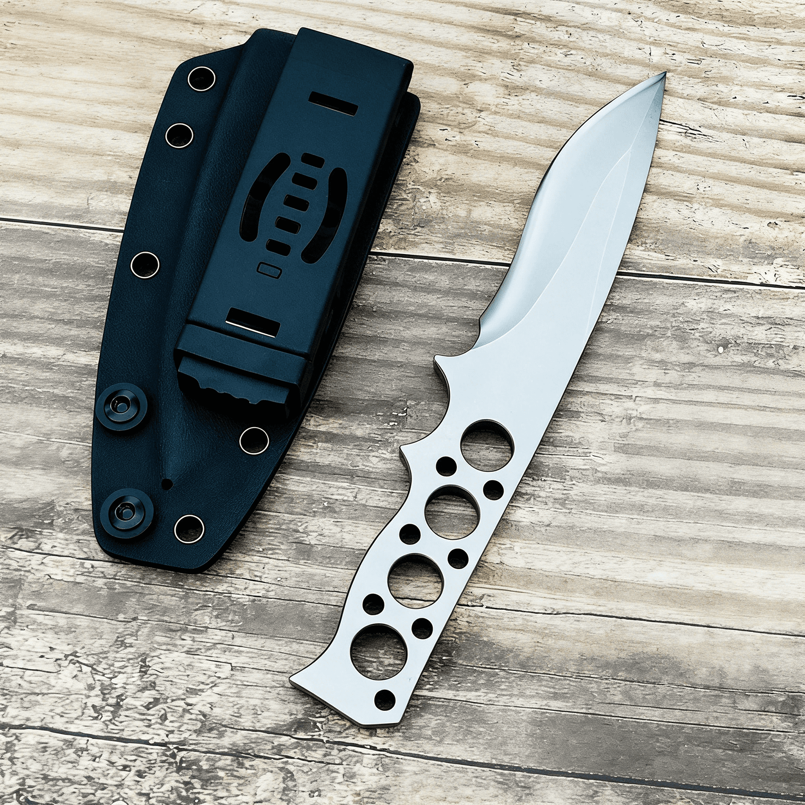 8.15'' Full Tang Fixed Blade Utility Knife, D2 Steel, with Kydex Sheath for Camping & Outdoor Tasks