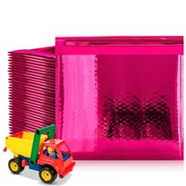 Hot Pink Metallic Bubble Mailers, 7.25 x 7 Inches. 250 Pack Metallic Bubble Envelope Mailer. Bright Padded Envelopes Waterproof. Padded Shipping Envelopes for Fragile Things. Self Seal Mailers
