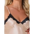 thumbnail image 5 of DARING DIVA Satin Lace Sleeveless Spaghetti Strap Cami Loungewear S Khaki, 5 of 7