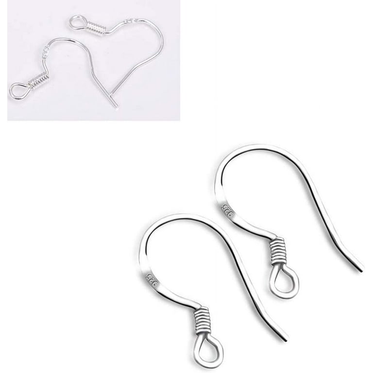 925 Sterling Silver French Wire Earring Hooks Fish Hook Earrings Sterling  Silver Earwires 925 Sterling Silver Ear Hooks Earrings(10pairs, Silver)