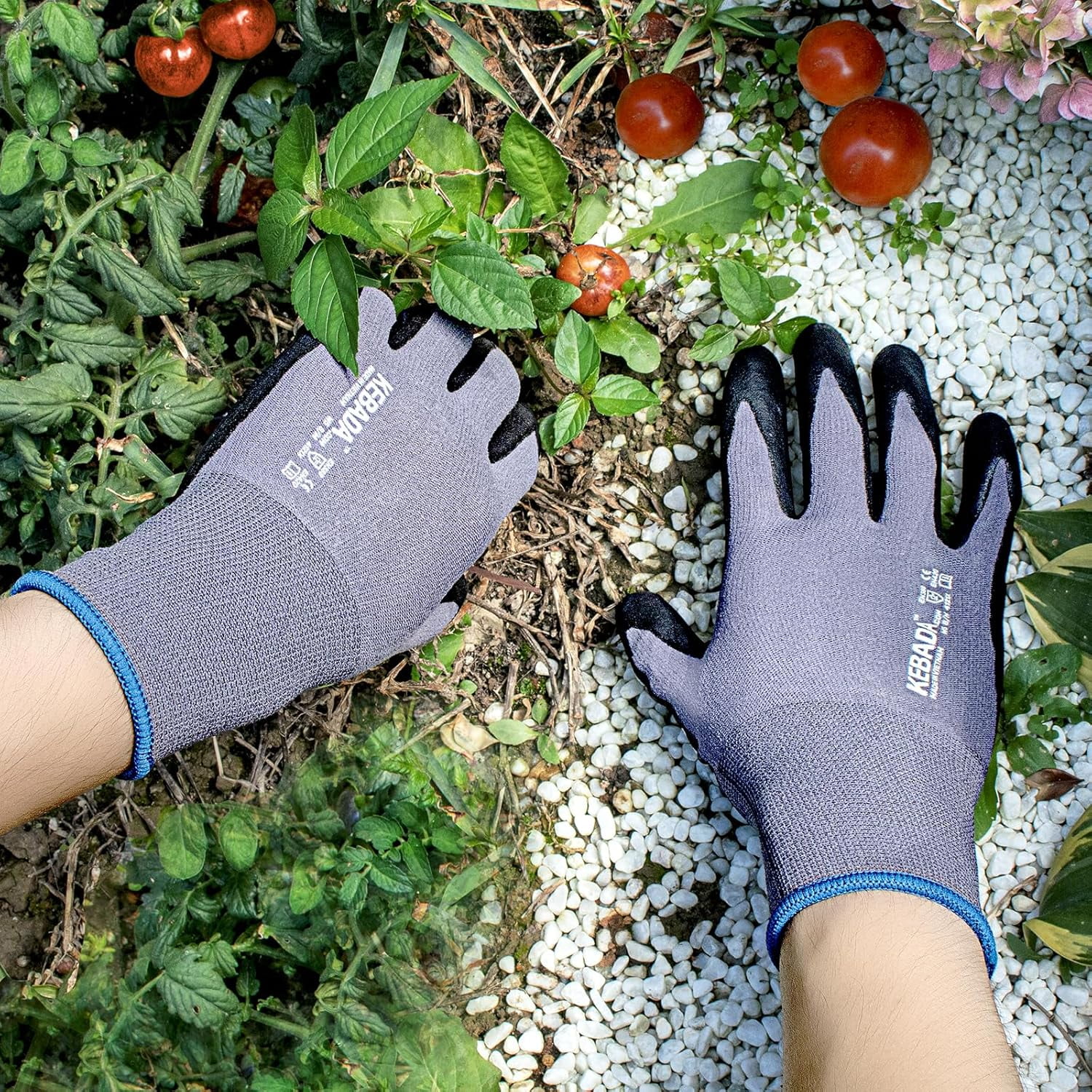 60 Pairs KEBADA Nitrile Coated Work Gloves, Abrasion-Resistant, Grip Gloves for Gardening, Warehouse, Mechanics, and Light Construction, Small