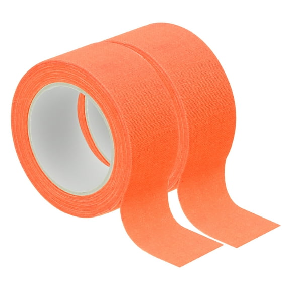 Uxcell 0.6 Inch x 16.4 Feet Neon Gaffer Cloth Tape, 2 Roll Fluorescent Adhesive Tape Black Light Glow Tape for Party, Orange