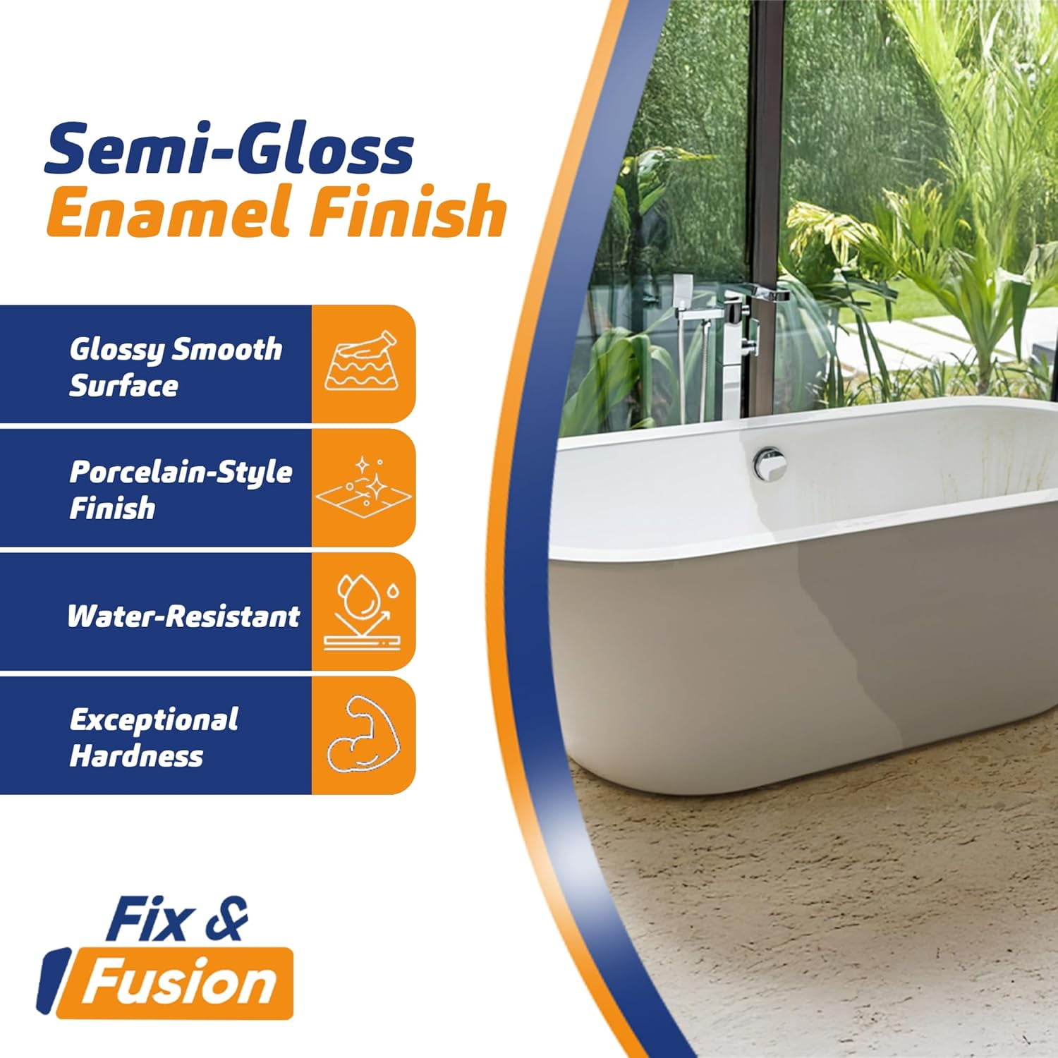 Fix & Fusion Bathtub & Tile Spray Paint, Multi-Surface Coating for Bathroom & Kitchen, High Adhesion, Water-Resistant, for Porcelain, Ceramic, Fiberglass, Countertops & More, White 13.5 oz (4 Pack)