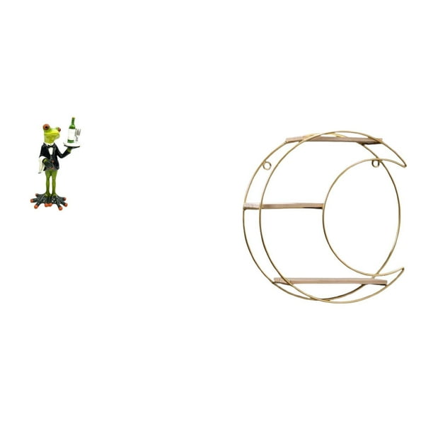 Estatua De Rana Creativa, Escultura De Animal, Adorno De Mesa Para Chimenea, Estante De Entrada, Regalo De Cumpleaños Con Estante Colgante De Pared De Metal De 3 Niveles, Decoración, Ahorro