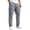1-Gray, variant on MXALUOB Cargo Pants for Men Waffle Knit Drawstring Waist Casual Pant Solid Color Workout Running Trousers with Zipper Pockets