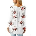 thumbnail image 3 of LilyLLL Womens Floral Long Sleeve Ruched Buttons Tunic Tops, 3 of 3