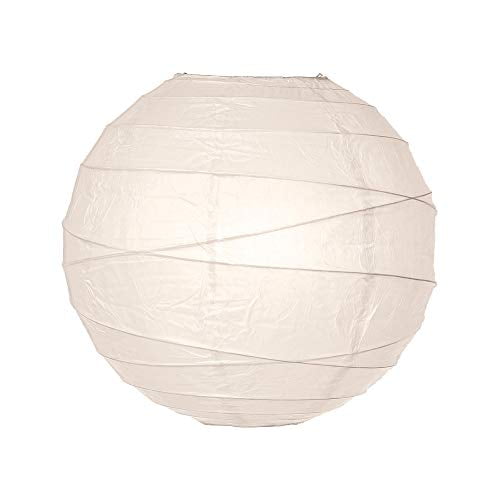 Luna Bazaar Paper Lantern (10-Inch, Free-Style Ribbed, Off-White) - Rice Paper Chinese/Japanese Hanging Decoration - For Home Decor, Parties, and Weddings
