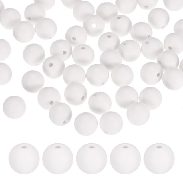 Paquete de 50 cuentas de silicona redondas blancas de 12 mm para manualidades DIY/pulsera/collar
