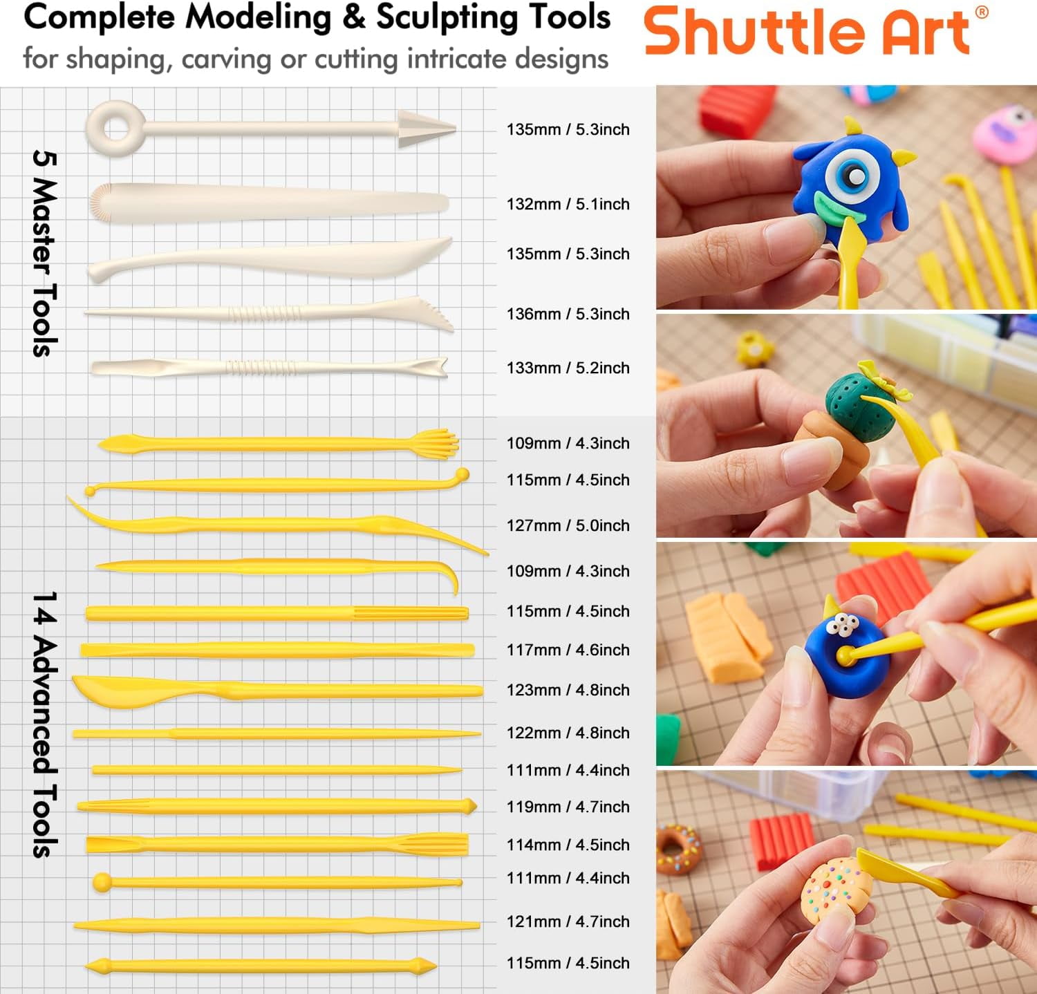 Polymer Clay, Shuttle Art 82 Colors Oven Bake Modeling Clay, Creative Clay Kit with 19 Clay Tools and 16 Kinds of Accessories, Non-Toxic, Non-Sticky, Ideal DIY Art Craft Clay Gift