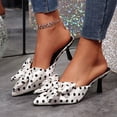 thumbnail image 4 of Xucatan Women's Patent Leather Slide Heels, Elegant Polka Dot Bow Mule Shoes, Comfortable High-heeled Shoes Heel for Evening Party Wear Gift, 4 of 7