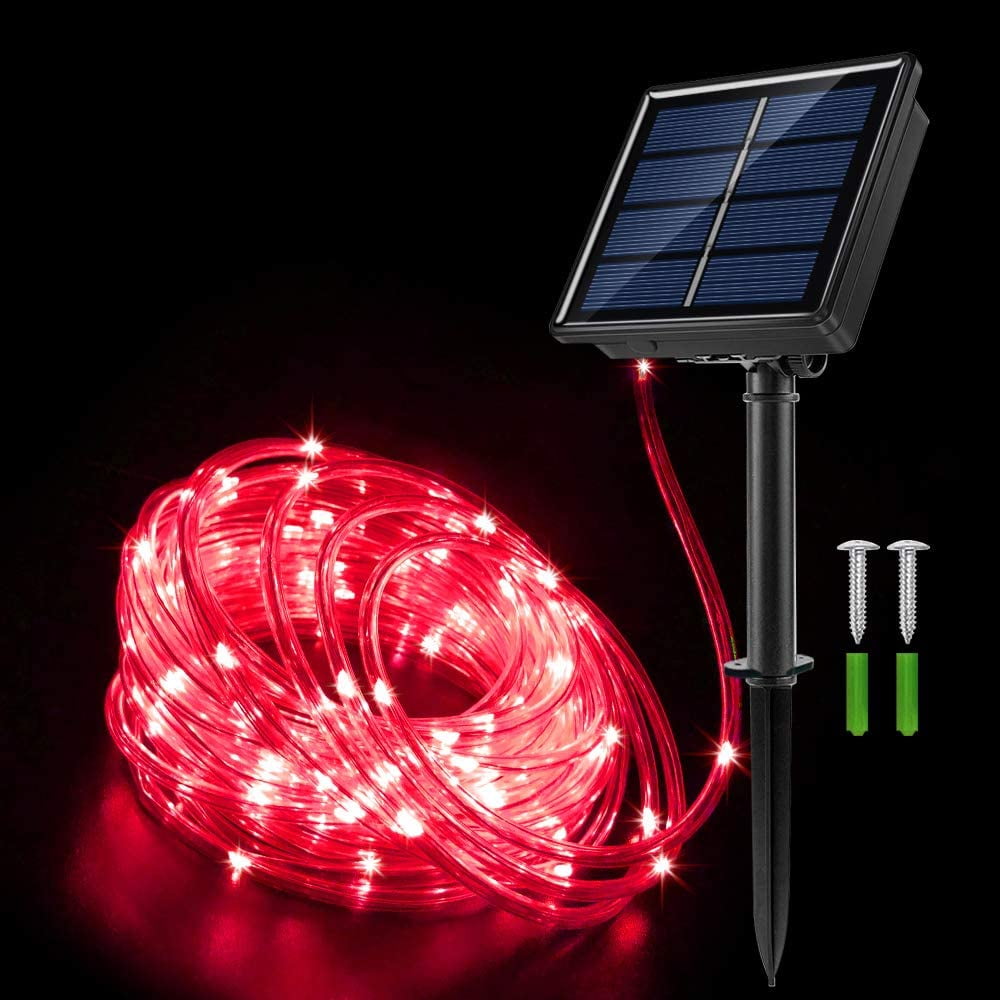 Solar powered LED Outdoor Garden Patio Fairy String Waterproof Rope Lights Strip 