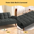 thumbnail image 6 of Mydepot Convertible Futon Sofa Bed, Adjustable Couch Sleeper Modern Fabric Recliner Reversible Loveseat Folding Daybed Guest Bed, Armrests, Dark Gray, 6 of 7