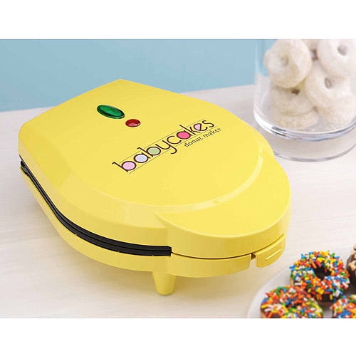 babycakes dn6 mini doughnut maker, yellow, 6 donut