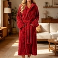 thumbnail image 2 of Winter Fleece Robe for Women Comfy Absorbent Wrap Bathrobe with Belt Loose Long Sleeve Hooded Pocket Long Bathrobe, 2 of 6
