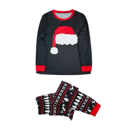 

Christmas Pajamas for Family Parent-Child Outfit Winter Fall Matching Hat Print Top Pants Sleepwear Pajama Sets