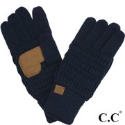 C.C Solid Ribbed Smart Touch Gloves, Navy