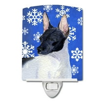 Rat Terrier Winter Snowflakes Holiday Ceramic Night Light