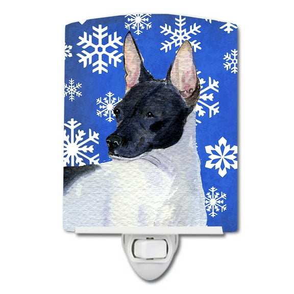 Rat Terrier Winter Snowflakes Holiday Ceramic Night Light