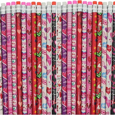 4E's Novelty Valentine Pencils, 36 Pack Bulk for Classroom Gifts & Party Favors