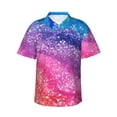 thumbnail image 1 of Fotbe Rainbow Glitter Cute Camisa Hawaiana para Hombre Unisex – Camisa Casual de Verano con Botones de Manga Corta de Algodón y Lino,3X-Large, 1 of 7