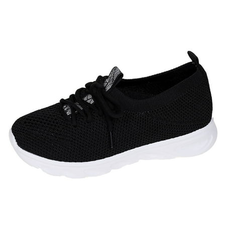 OJSFQUFP Womens Fashion Sneakers Ladies Mesh Breathable Flyweaving Shoes Sports Casual Thick Bottom Lace Up Soft Bottom Running Shoes Casual Shoes Women Shoes Black 38