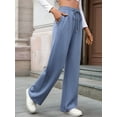 thumbnail image 5 of Womens Casual Wide Leg Loose Fall Drawstring Elastic High Waisted Athletic Joggers with Pockets Blue S, 5 of 8