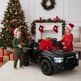 thumbnail image 3 of FUNTOK Licensed RAM 2500 24V 2 Seats Ride on Truck for Kids 3-8 w/ 20" Large Seat, 2 x 100W Motors, 24 Volt Ride on Toys w/ 3-Point Seat Belts/Remote Control/LED Light/Music/Back Storage, Black, 3 of 11