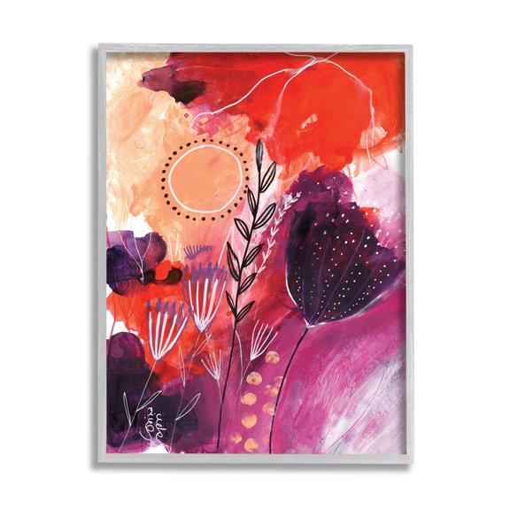 Stupell Industries Whimsical Florals Blooming Orange Pink Purple,16 x 20,Designed by Corina Capri