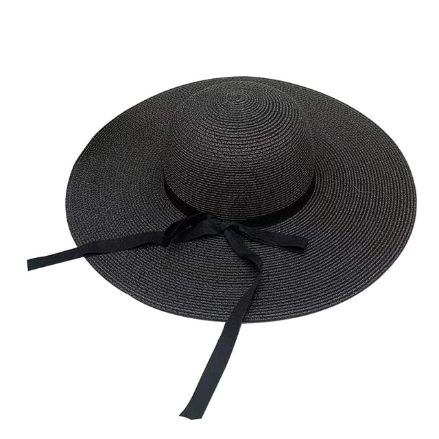 Wangscanis Women Paper Straw Hat, Wide Brim Bow Decor Breathable Sun Protection