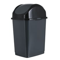 Superio 4.5 Gal Small Plastic Trash Can with Swing Top Lid – Grey/Black