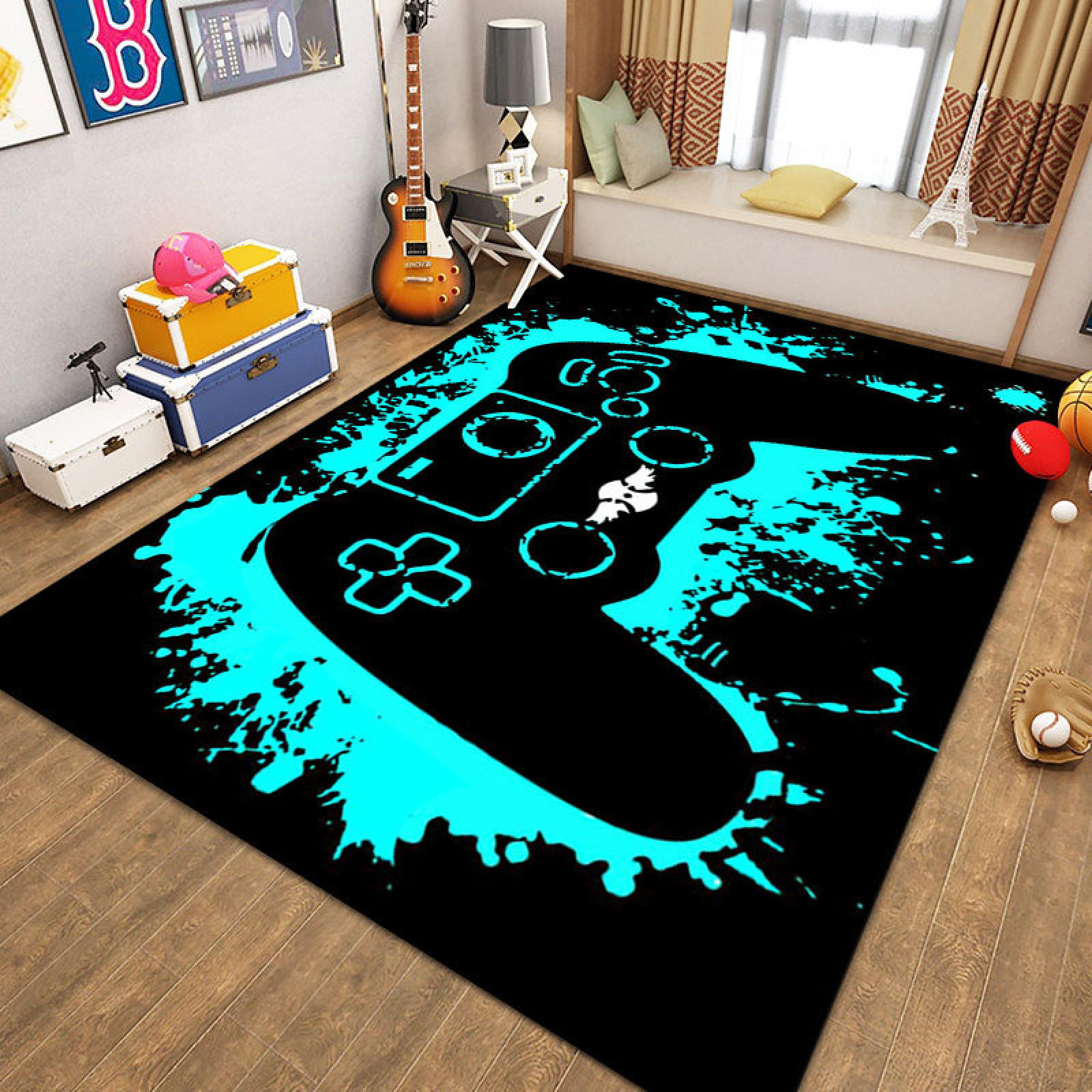 Anime Gamer Rugs For Bedroom Boys Teens Game Gamepad Carpets Living