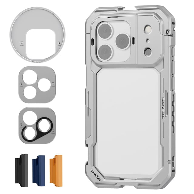Estabilizador de carcasa de teléfono NEEWER para iPhone 17 Pro con acceso.