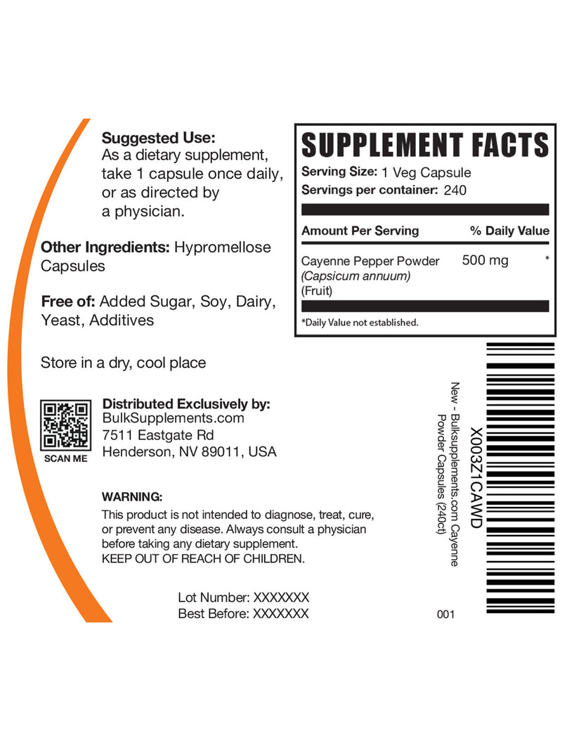 Hollywood Health Foods Cayenne Pepper Powder – 120 Capsules, 700 Mg Each – For Weight Management