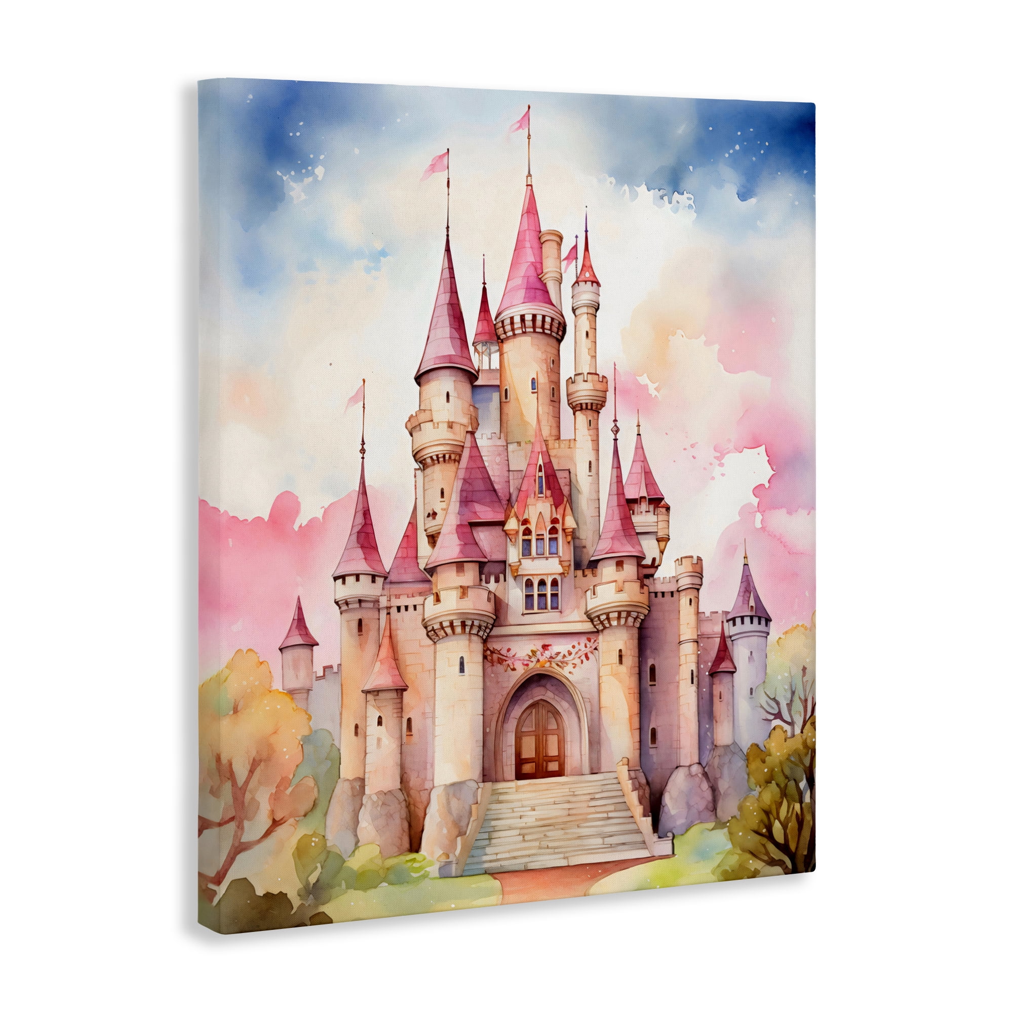 Stupell Industries Princess Castle Watercolor Portrait Canvas Wall Art, design by Creative Studio