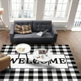thumbnail image 3 of Area Rugs Indoor Non-Slip Rectangle Rug 4x6 Ft Welcome Black White Buffalo Check Plaid Rug Rubber Backing Floor Mats Non Shedding Home Decor Carpet for Entryway Living Room, 3 of 8