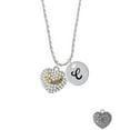 thumbnail image 2 of Delight Jewelry Goldtone Big Sister Rock on Clear Crystal Heart Silvertone Script Initial Disc - C - Charm Necklace, 20"+3", 2 of 4
