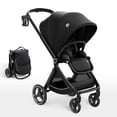 thumbnail image 1 of Reversible Baby Stroller, ELITTLE EMU Full-Size Toddler Stroller, Full Recline Cockpit Compact Stroller, 0-36 Months Newborn Infant Stroller, All-Terrain Stroller for City, Outdoor, Travel (Black), 1 of 5