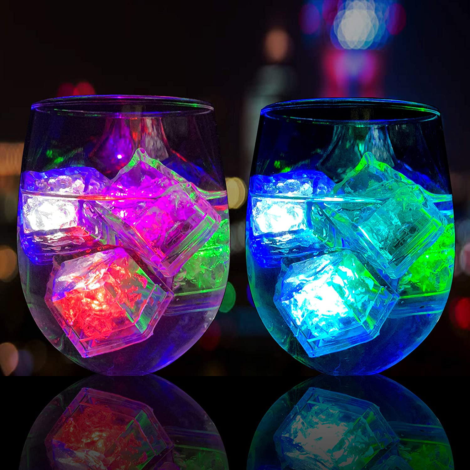 24 Pcs LED Water Activated Ice Cubes Party Light Color Up Luminous Multi 