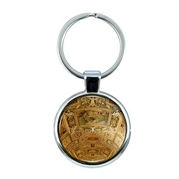 Vatican Gallery of Maps Gallery Keychain with Epoxy Dome and Metal Keyring