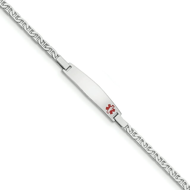 Sterling Silver Rhodium-plated Medical ID Anchor Link Bracelet 8 Inch "Bracelets