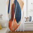 thumbnail image 6 of Navy Blue Burnt Orange Sheer Curtains 84 Inches Long, Abstract Contemporary Geometric Light Filering Curtains, Breathable Simi Curtain Privacy Drapes for Living Room Bedroom Window Treatment, 6 of 9