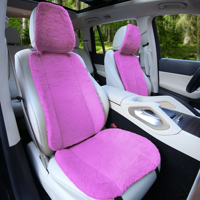 Tlh Purple Doe16 Faux Rabbit Fur Car Seat Cushions, for Most Cars, Trucks, SUVs or Vans