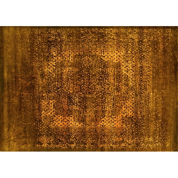 Ahgly Company Indoor Rectangle Oriental Yellow Industrial Area Rugs, 2' x 5'