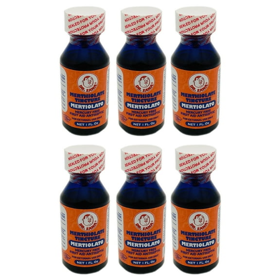 Dr Sana Merthiolate Tincture. Mercury Free First Aid Antiseptic. For Minor Cuts, Scrapes, Bruises and Burns. 1 oz. Pack of 6