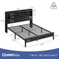 thumbnail image 6 of Greenstell Queen Size Bed Frame with Storage Headboard Metal Platform Bed with LED Lights and Charging Station Black, 6 of 8