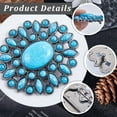 thumbnail image 6 of Alloy Belt Buckles with Synthetic Turquoise Belt Fastener Gunmetal Flower 77x71x12~19mm Hole: 40.5x11.5mm, 6 of 6