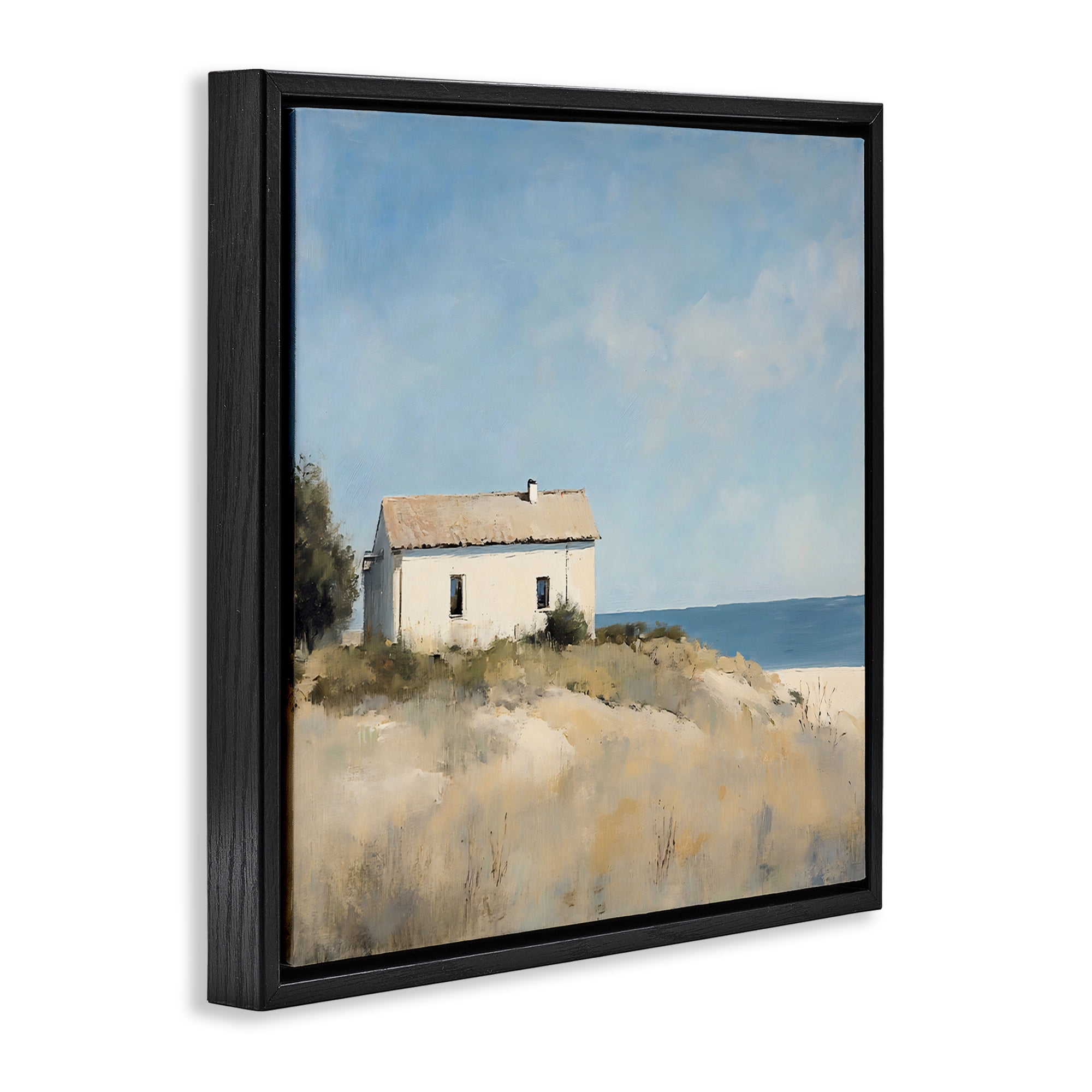 Stupell Industries Simple Beach House on Dunes Black Framed Floater Canvas Wall Art, design by Creative Studio